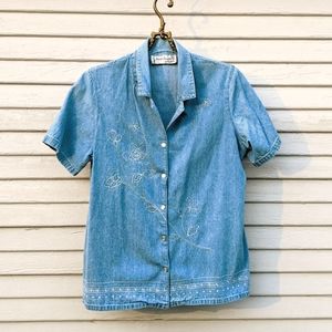 Vintage embroidered denim top